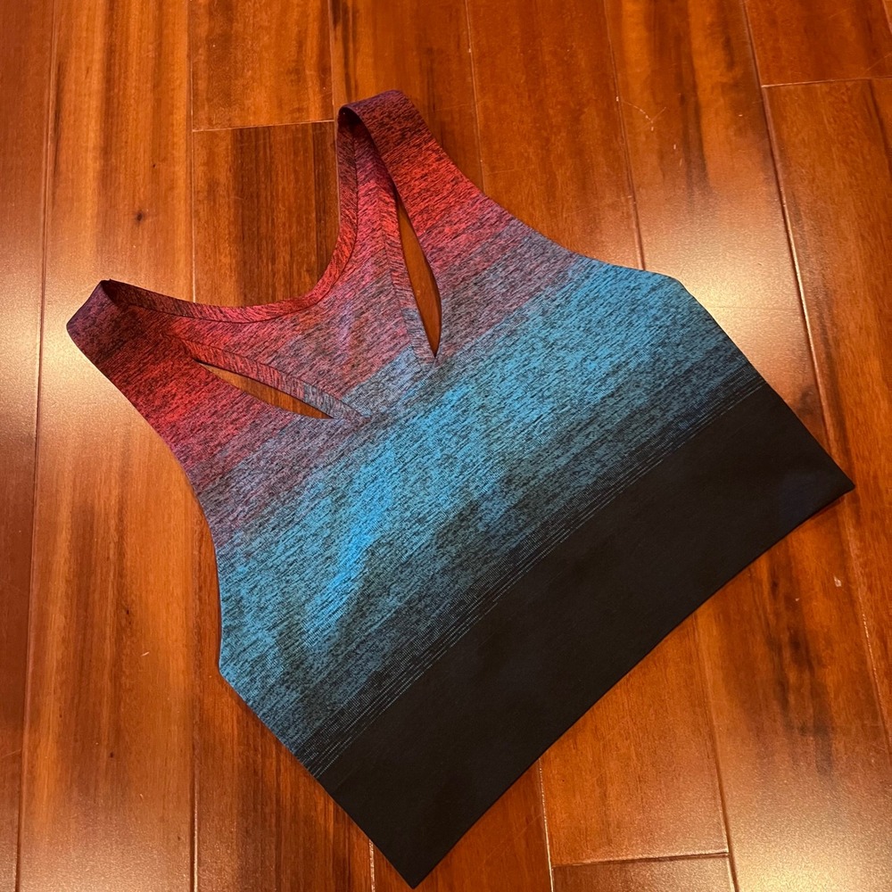 Athleta Ombre Sports Bra Unpadded Crop Top Blue Multi Athletic Workout Small